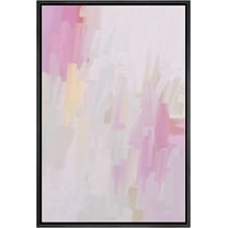 IDEA4WALL Framed Canvas Print Pastel Pink, Purple & White Color Field Abstract Wall Art Modern Artwork Decor Bohemian Colorful Relax/Zen for Living Room, Bedroom - Black 24"x36"