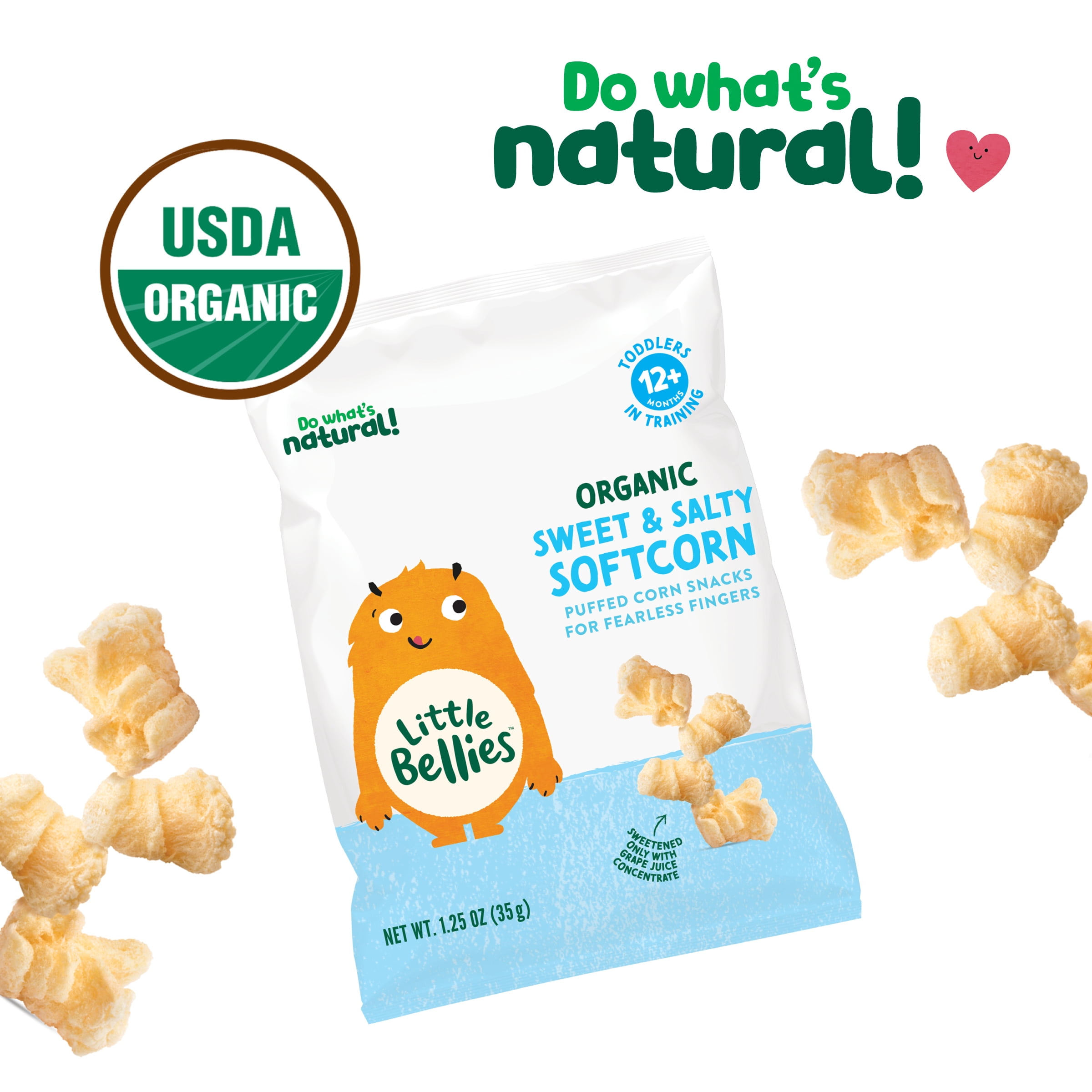 (4 pack) Little Bellies Organic Sweet & Salty Softcorn 1.25 oz
