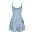 thumbnail image 5 of Wyobmus Womens Summer Casual Sleeveless Rompers Dressy Loose Spaghetti Strap Square Neck Overalls 2 In 1 Skirt And Shorts Jumpsuit With Size Zipper 2025 Clothes D-Blue, 5 of 9