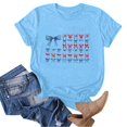 thumbnail image 4 of TOWED22 America Shirts for Women Land of The Free Shirt America Flag Coquette Bow T-Shirt USA Patriotic Tees 4th of July Outfits(Sky Blue,S), 4 of 5
