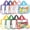 Purple, Blue, Orange, Pink, Black, Yellow, Green, Red,sky blue, variant on 6 Packs Toy Storage Bags with Labels, JUNCRAFT 11.8x8.7x3.9In Large PVC Reusable Clear Board Game Storage with Zipper, Travel Waterproof Organizer Bags for Building Blocks, Puzzle, Books, Stationery