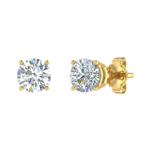 1 1/10 Carat 4-Prong Set Diamond Stud Earrings in 14K Yellow Gold