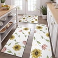 thumbnail image 2 of White Pink Flower Green Leaf Pattern Kitchen Rugs Sets Of 3,Kitchen Runner Rugs Non Skid Washable,Decorative Kitchen Floor Mats for Kitchen,Sink,Laundry,17"x30"+ 17"x47" + 17"x59", 2 of 6