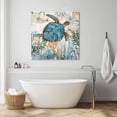 thumbnail image 3 of Ocean Turtle Wall Art Painting on Canvas, Coastal Nautical Coral Starfish Blue Canvas Art Home Prints Wall Art Framed Modern Artwork for Living Room Bedroom Wall Decor 12x12in, 3 of 9