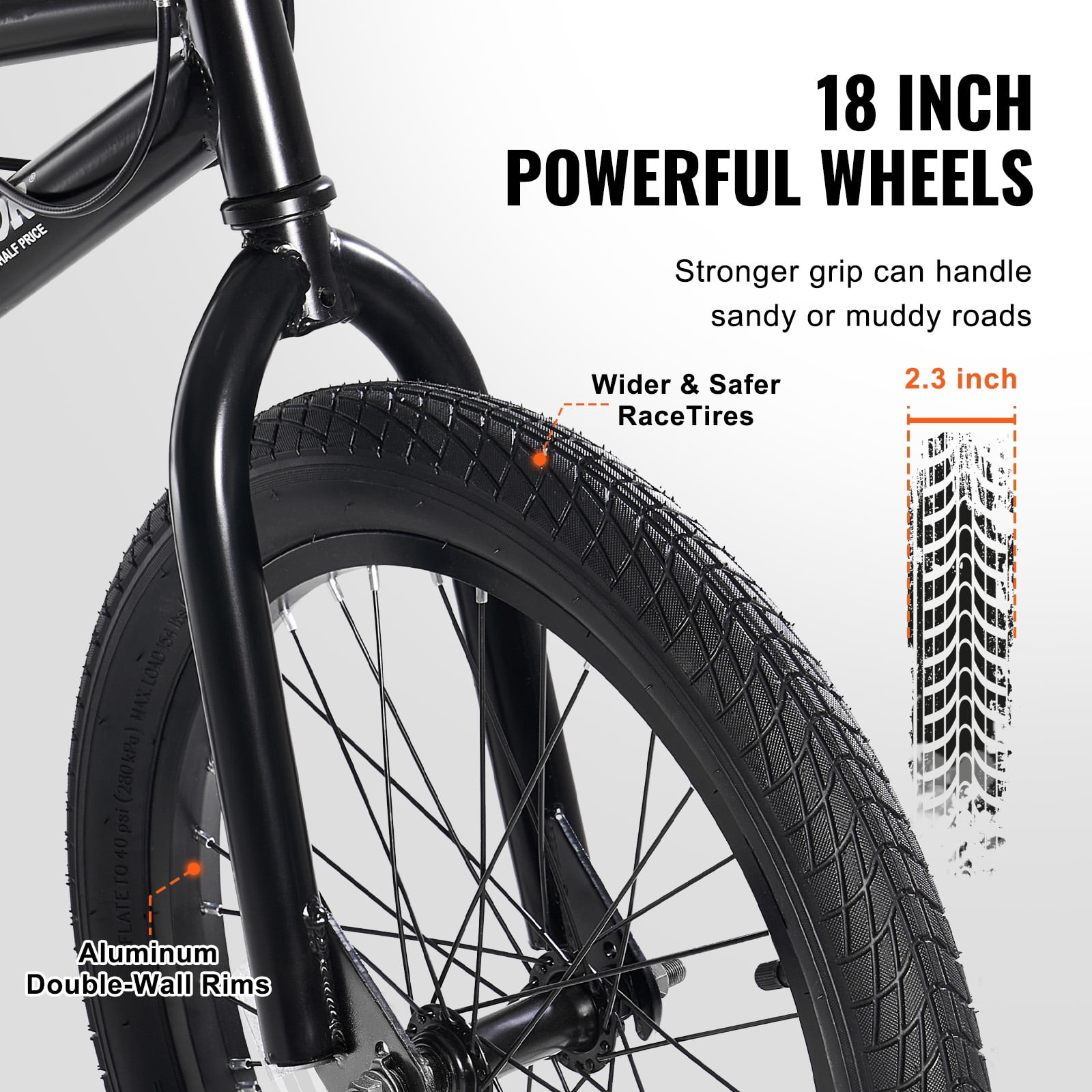 VEVOR BMX Bike, 18-Inch Wheel Freestyle Bike, BMX Race Bike
