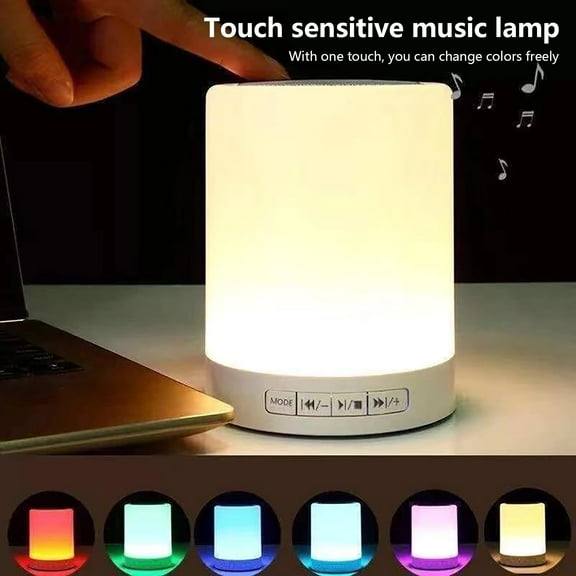 LACKUST Night Speaker Subwoofer Portable Touch-color Changing Colorful Clapping Bluetooth Sound Brightness Three Gear Adjustment,White