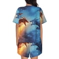 thumbnail image 6 of Fuzoiu Red And Blue Fire Dragon A Print Women's Short-Sleeved Pajama Set,Lounge Sleepwear Set,Womens Pajama Sets 2 Piece,Button-Up Top and Shorts with Pockets-Medium, 6 of 7
