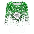 thumbnail image 5 of St. Patrick's Day T-Shirt for Women Four Leaf Clover Tree Graphic Crewneck Three Quarter Sleeve Loose Fit Festive Holiday Tee, 5 of 5