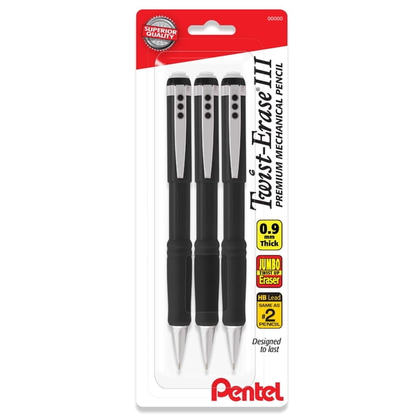 Lápiz mecánico Pentel Twist Erase III de 0,7 mm, paquete de 3