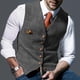 thumbnail image 3 of Chaleco formal de cuello en V gris para caballeros preocupados por el estilo, talla M, para otoño e invierno, para hombre, 3 of 6