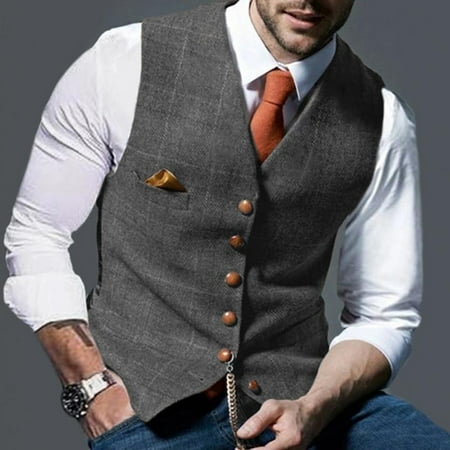 Men's Business Vest Slim Fit Jacket V Neck Wedding Party Suit Vest Leisure Suit  Vests Casual Fashion | Walmart Canada