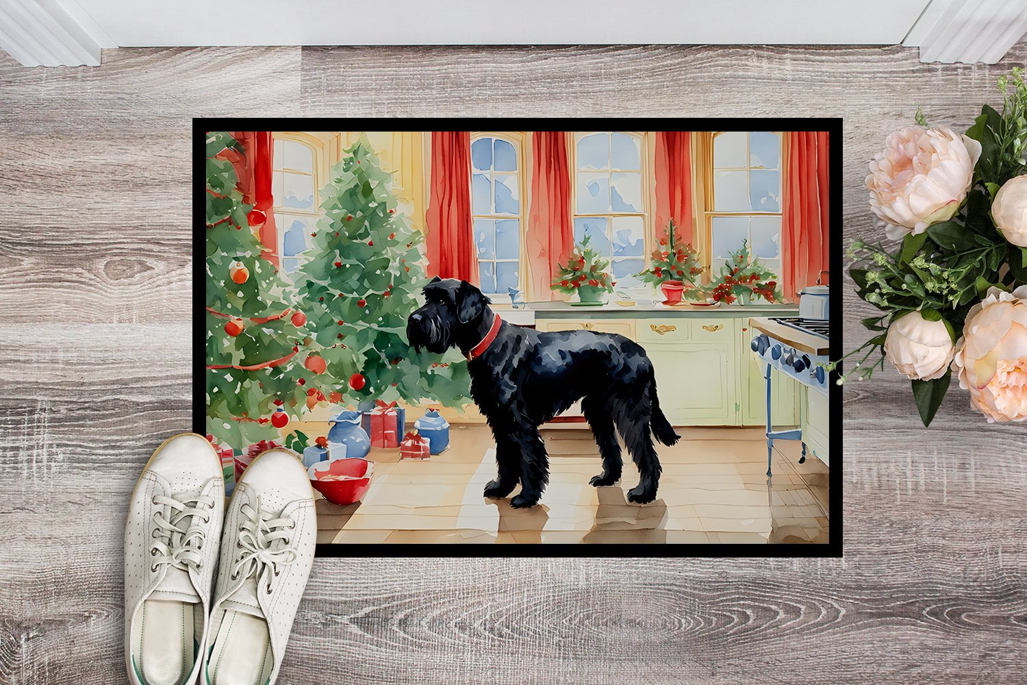 Carolines Treasures DAC3799MAT 18 x 27 in.  Giant Schnauzer Christmas Cookies Doormat