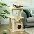 thumbnail image 2 of PawHut Cat Tree Tower Multi-Level Kitten House with Scratching Post, Beige, 2 of 10