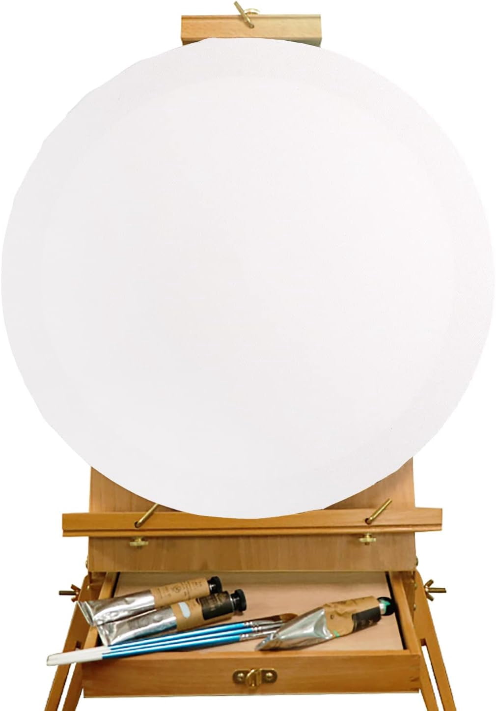 6 Pack 12 Inch Round Canvas Panels, Pre Stretched Blank Painting Canvas Boards, Circle White Art Canvas Panels for Oil, Acrylic, Gouache, Crafts