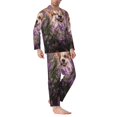 thumbnail image 2 of Fotbe Dog in Lavender Flowers Pijama de Hombre con Estampado de Manga Larga, Conjunto de 2 Piezas, Ropa de Dormir Suave y Cómoda con Bolsillos-Small, 2 of 7