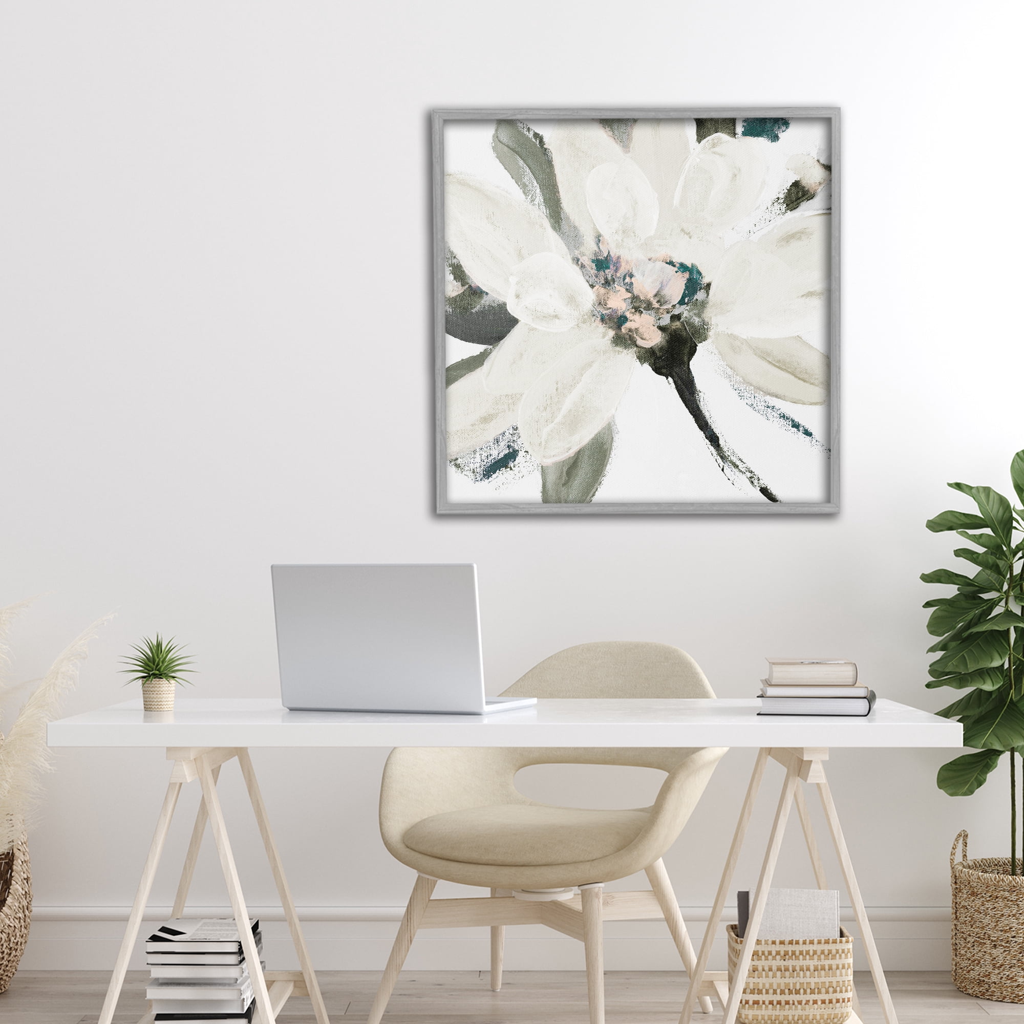 Stupell Industries Naturally Blooming Botanical Gray Framed Giclee Art, design by Lanie Loreth