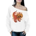 thumbnail image 1 of Awkward Styles Halloween Sweatshirt Pumpkin Dinosaur Off Shoulder Tops for Women, 1 of 4