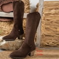 thumbnail image 7 of Boots for Women Mid‑Calf Chunky Block Heel Riding Boots Stretchy Knit Comfort for Fall Winter Casual Wear, 7 of 7