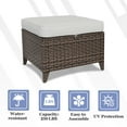 thumbnail image 6 of EAGLE PEAK Ocean Vista Set of 2 Patio Variated Brown Wicker Multipurpose Square Ottomans Outdoor Footrest Seat with Beige Cushions, 6 of 9