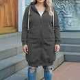 thumbnail image 4 of Women's Full Zip Plus Size Hoodie - Long Oversized Fleece Lined Sweatshirt, Fall Winter Hooded Jacket with Pockets, Long Sleeve Warm Outfits for Daily Wear Dark Gray 3XL, 4 of 4