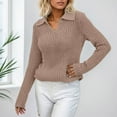 thumbnail image 2 of Womens sweaters v neck lapel collar Stylish Pullover Sweaters soft Autumn winter comfy long sleeve knitted sweaters for ladies, 2 of 6