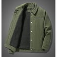 thumbnail image 2 of ZCFZJW Men's Corduroy Jacket Winter Sherpa Fleece Lined Trucker Jackets Casual Button Down Plush Collar Warm Cowboy Coat Outwear with Pockets A-Army Green XL, 2 of 4