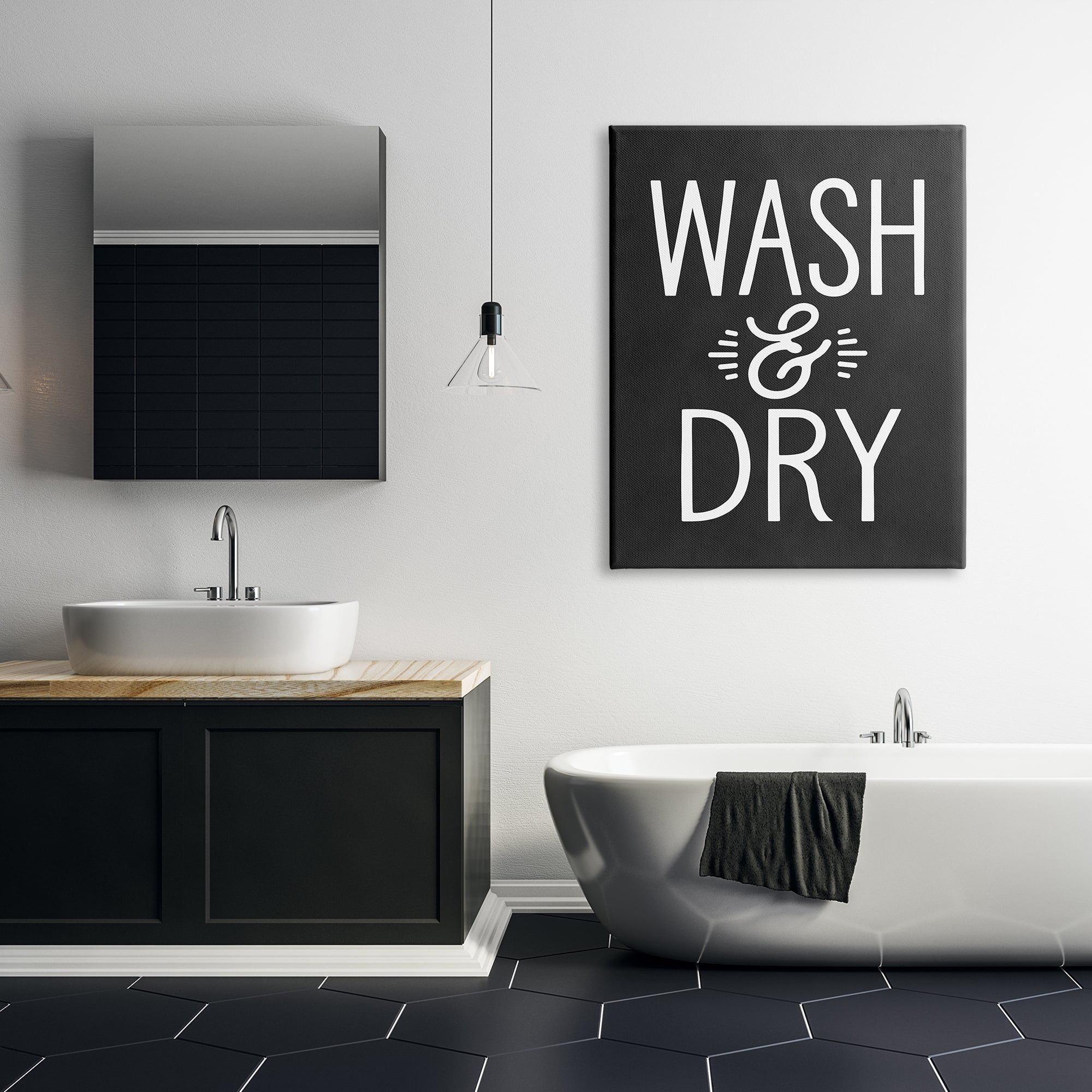 Stupell Industries Wash And Dry Vintage Cleaning Phrase Kitchen Laundry, 36 x 48, Design by Lettered and Lined