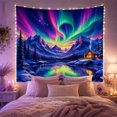 thumbnail image 2 of Aurora Borealis Over Snow-Covered Mountain Valley, Dreamy Celestial for Nature Lovers, Artistic Landscape Decor, Christmas Gift Tapestry Wall Hanging for Bedroom and Living Room, 2 of 7
