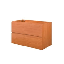 Wall Mount Vanity Cabinet (Sink not included), Cherry Walnut, Melamine Wood , Hotel Bedroom Bathroom, Modern Contemporary HB34271