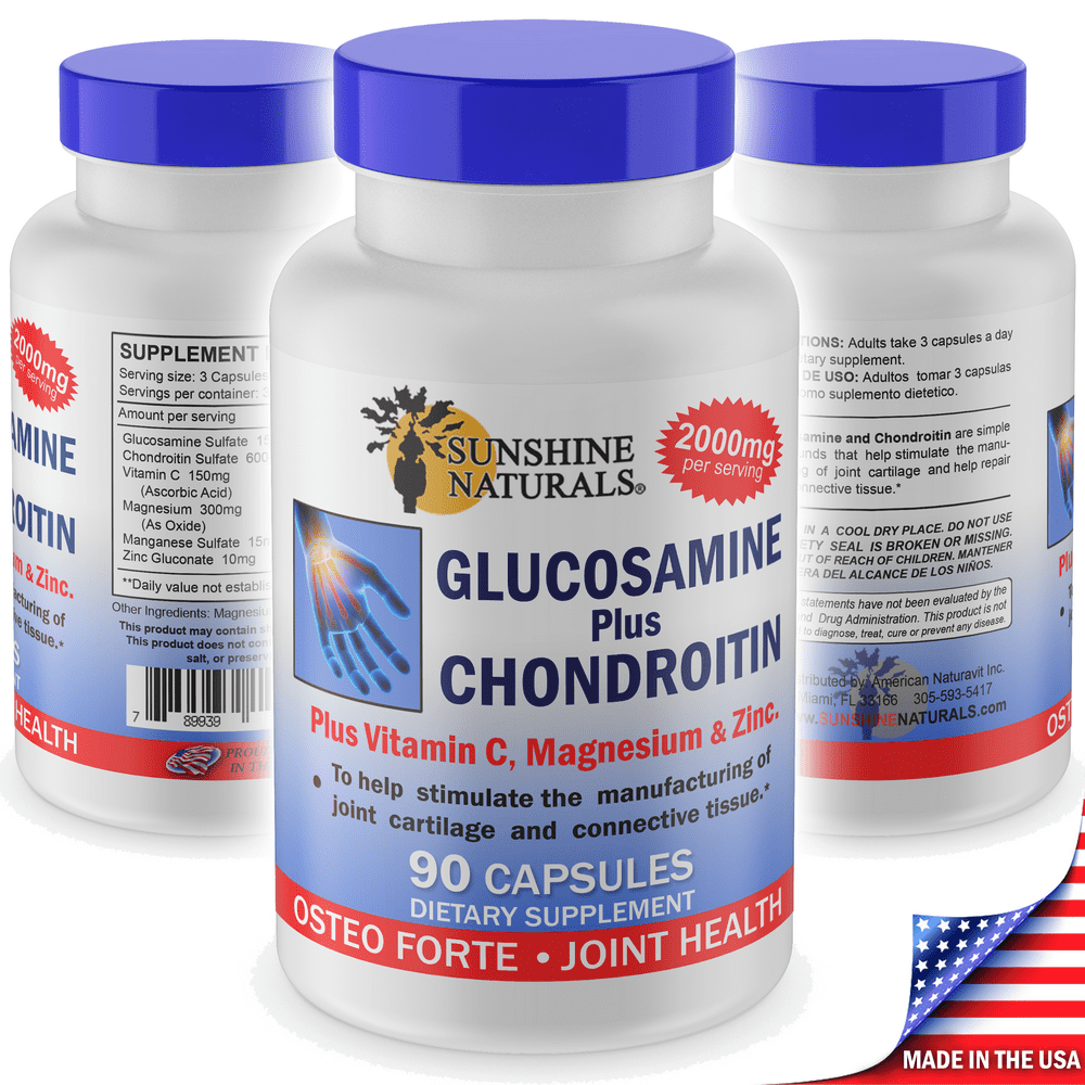 Sunshine Naturals Glucosamine Sulfate plus Chondroitin Sulfate, 90