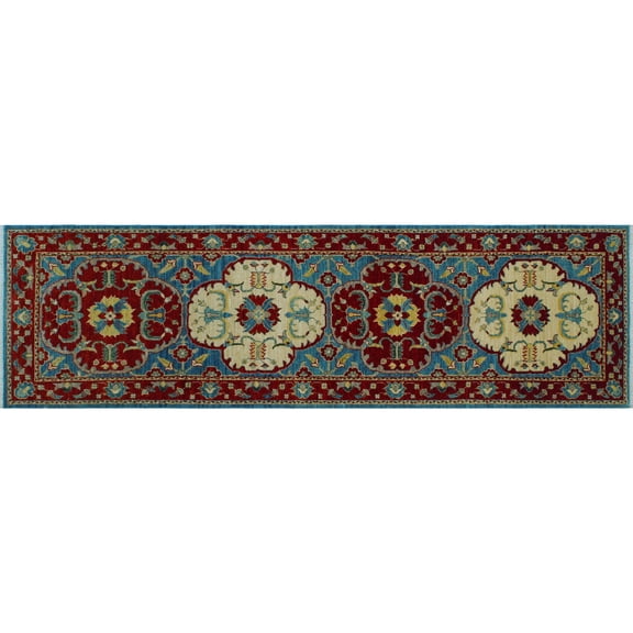 Aria Lou Lt. Blue/Red Runner, 2'10" x 9'10"