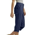 thumbnail image 5 of Womens Capri Pants with Pockets, Casual Summer Work Pants, Elastic Waist Cargo Capris for Women, Stretch Cropped Pants Lightweight Capris for Seniors Travel Gym, S-XXL, 5 of 7