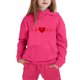 thumbnail image 3 of Conjunto de sudadera con capucha de manga larga para niños con estampado en forma de corazón y pantalones deportivos con lazo en las piernas, conjunto deportivo informal de dos piezas para niños, poli, 3 of 5