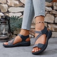 thumbnail image 2 of IWRICH Orthopedic Wedge Sandals for Women Dressy Summer Comfortable Walking Wide Width Sandals Arch Support Ankle Strap Sport Open Toe Platform Footwear Navy 9.5, 2 of 9