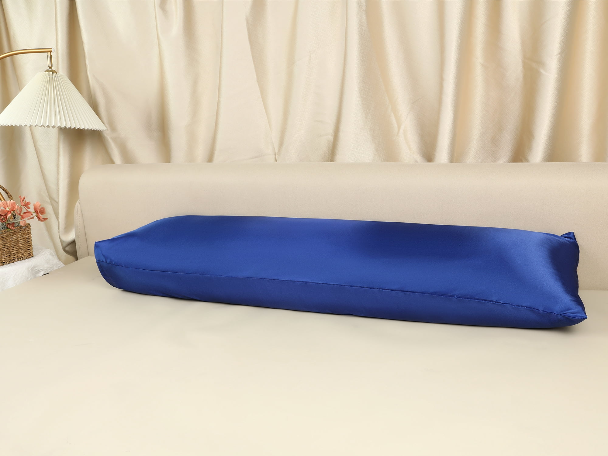 Unique Bargains Satin Pillow Cases Set of 2 Cooling Pillow Covers Navy Blue