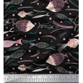 thumbnail image 1 of Soimoi Black Cotton Duck Fabric Bubbles & Fish Ocean Print Sewing Fabric Yard 42 Inch Wide, 1 of 1