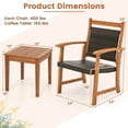 thumbnail image 3 of Costway 3PCS Patio Rattan Bistro Set Acacia Wood Frame Armrest Chairs Garden, 3 of 8