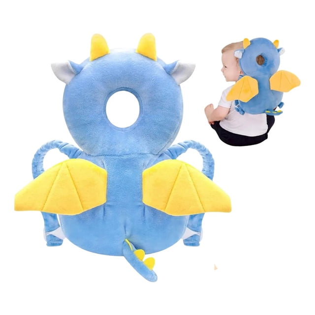 Mochila Cojín Protector De Cabeza Para Bebes Caídas Golpes Azul Dragón De Mr. Gadgets.