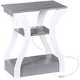 thumbnail image 3 of HomGarden Arc End Table Set of 2 W/Charging Station, 3 Tier Sofa Side Table W/USB Ports & Storage Shelf for Living Room, Bedroom, Gray, 3 of 6
