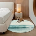 thumbnail image 4 of Vintage Blue Sea Sky 8ft Round Rug for Open Concept Living Room Seating Zone, Gradient Ocean Waves Landscape Washable Non Slip Large Circle Area Rug, 4 of 9