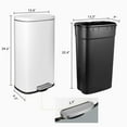 thumbnail image 2 of Arlopu 30 Liter / 8 Gallon Stainless Steel Trash Can with Lid, Rectangular Step On Kitchen Garbage Can, White Rubbish Bin, 2 of 7