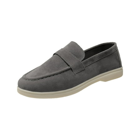 hopeusnice Women s Suede Loafer Shoes Slip On Comfortable Driving Moccasins Flats Breathable Lightweight Walking Sneakers Gray 43
