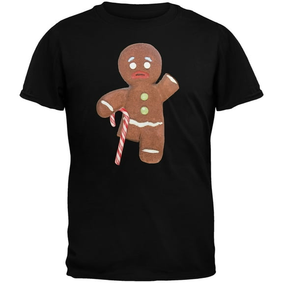 Old Glory Mens Ginger Bread Man With Candy Cane Crutch Short Sleeve T Shirt