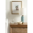 thumbnail image 2 of Kate and Laurel Rogala Modern Glass Bedside Table Lamp, 8 x 8 x 18, Blue and Antique Brass, Decorative Sculpted Bubble Tabletop Desk Lamp with Linen Shade for Living Room Decor, 2 of 10