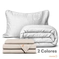 thumbnail image 2 of Set de 5 Piezas Edredón Ligero y Sábanas Individual Dreamlab, Colcha para Cualquier Temporada, Hipoalergénica, Diseño Moneda Blanco, Beige, 2 of 5