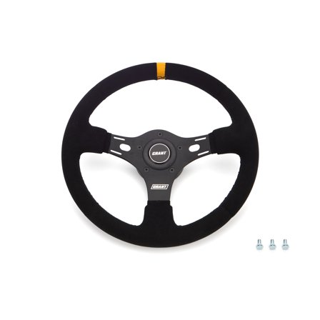 13in Yellow Stripe Race Steering Wheel Suede