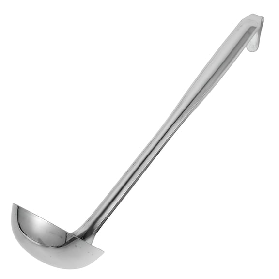 BPPEG Large Soup Ladle Stainless Steel Cooking Spoon Silver Hook Design 1Pack