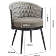 thumbnail image 2 of JERFIT Outdoor Patio Chairs Set of 2 with Cushions, Beige Rope & Metal Frame, Weather-Resistant Dining Chairs for Garden, Poolside, Deck, Porch, 2 of 10