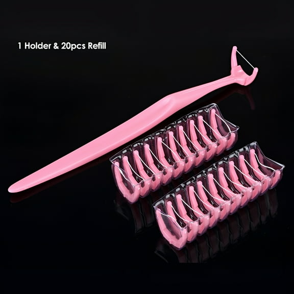XIRQI 1 Holder & 20Pcs Dental Floss Picks Inter-dental Brush Teeth Stick Toothpick Flosser for Oral Deep Hygienic