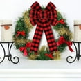 thumbnail image 4 of 4 Pieces Christmas Plaid Wreath Bows 16x8.3 Inch Large Plaid Christmas Wreath Bows Xmas Check Bows Ornaments Christmas Tree Topper Bow for Christmas Tree Indoor Outdoor Decorations(Red and Black), 4 of 7